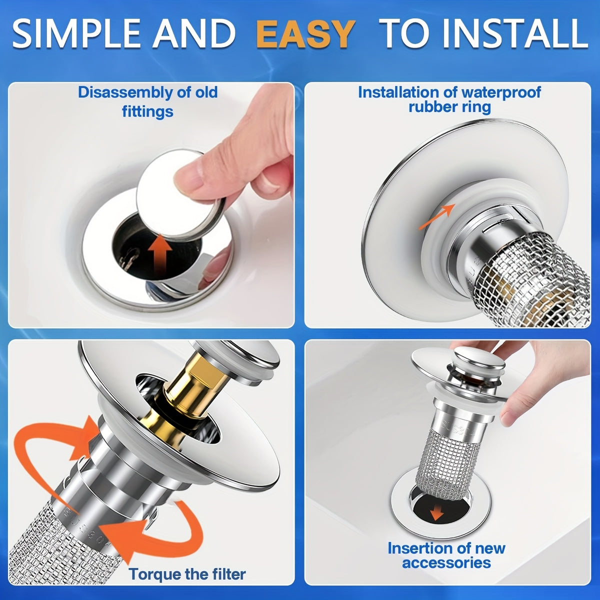 2 pack   drain stopper 304 stainless steel hair catcher