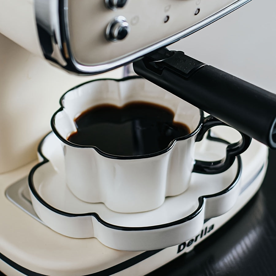 minimalist petal shaped ceramic coffee cup saucer