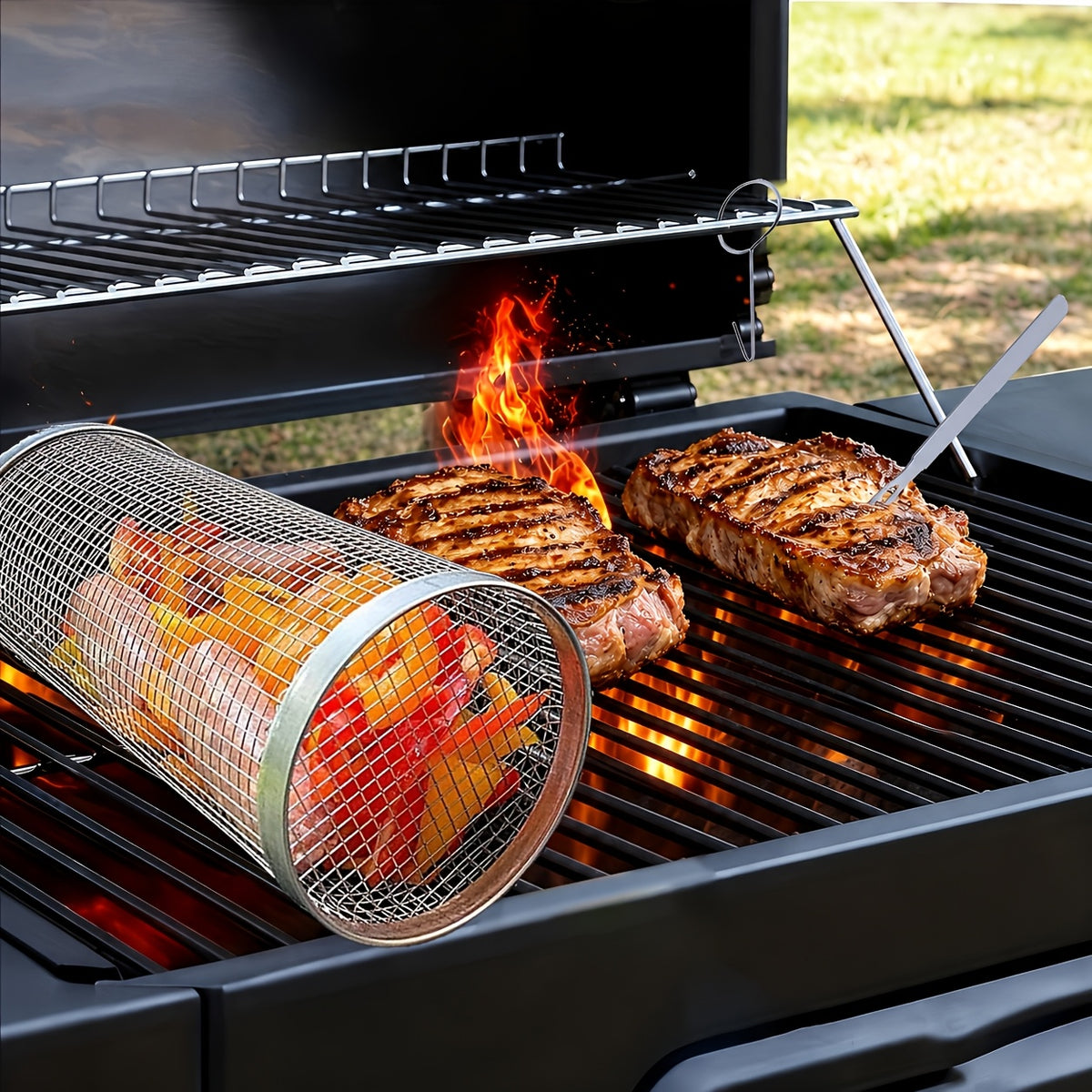 3pcs portable stainless steel bbq grill set stainless steel
