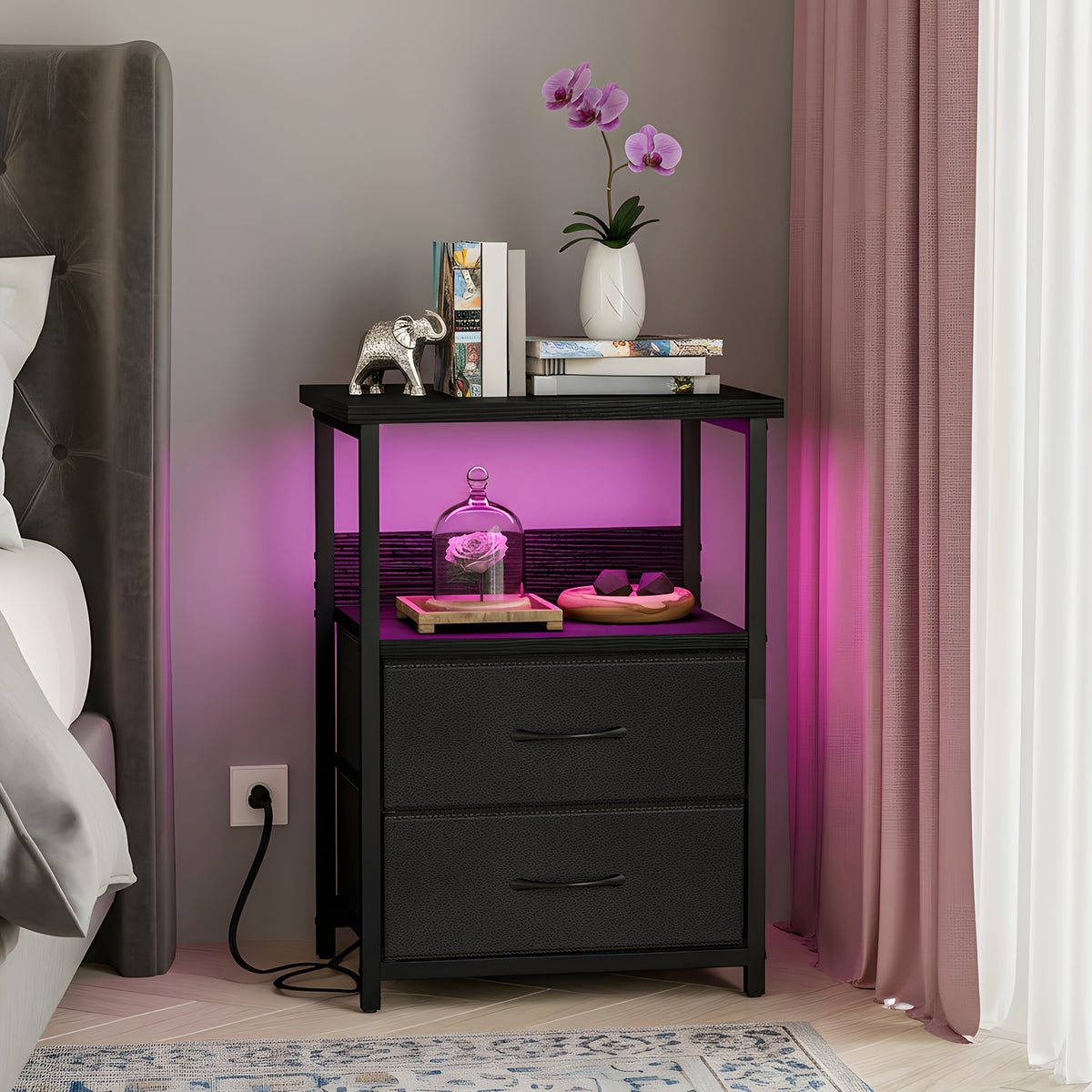 1 2pcs night stand display stand 1 2 3 4 drawers led
