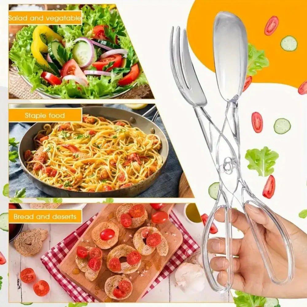 1 pair transparent plastic salad scissors reusable