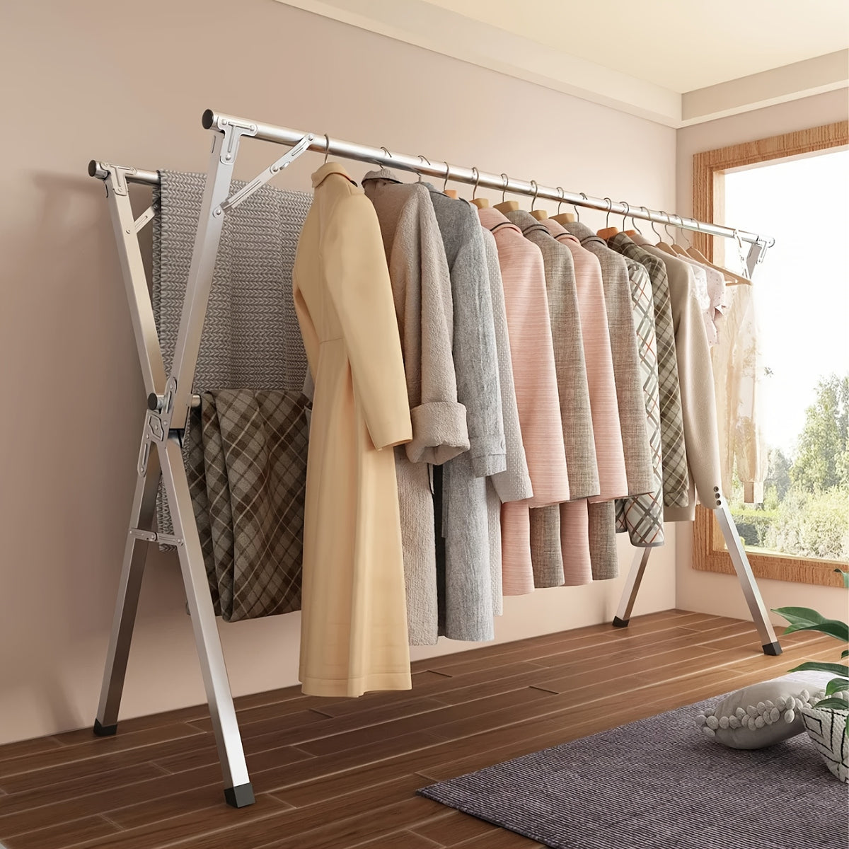 three bar foldable clothes drying rack 63 78 7 95