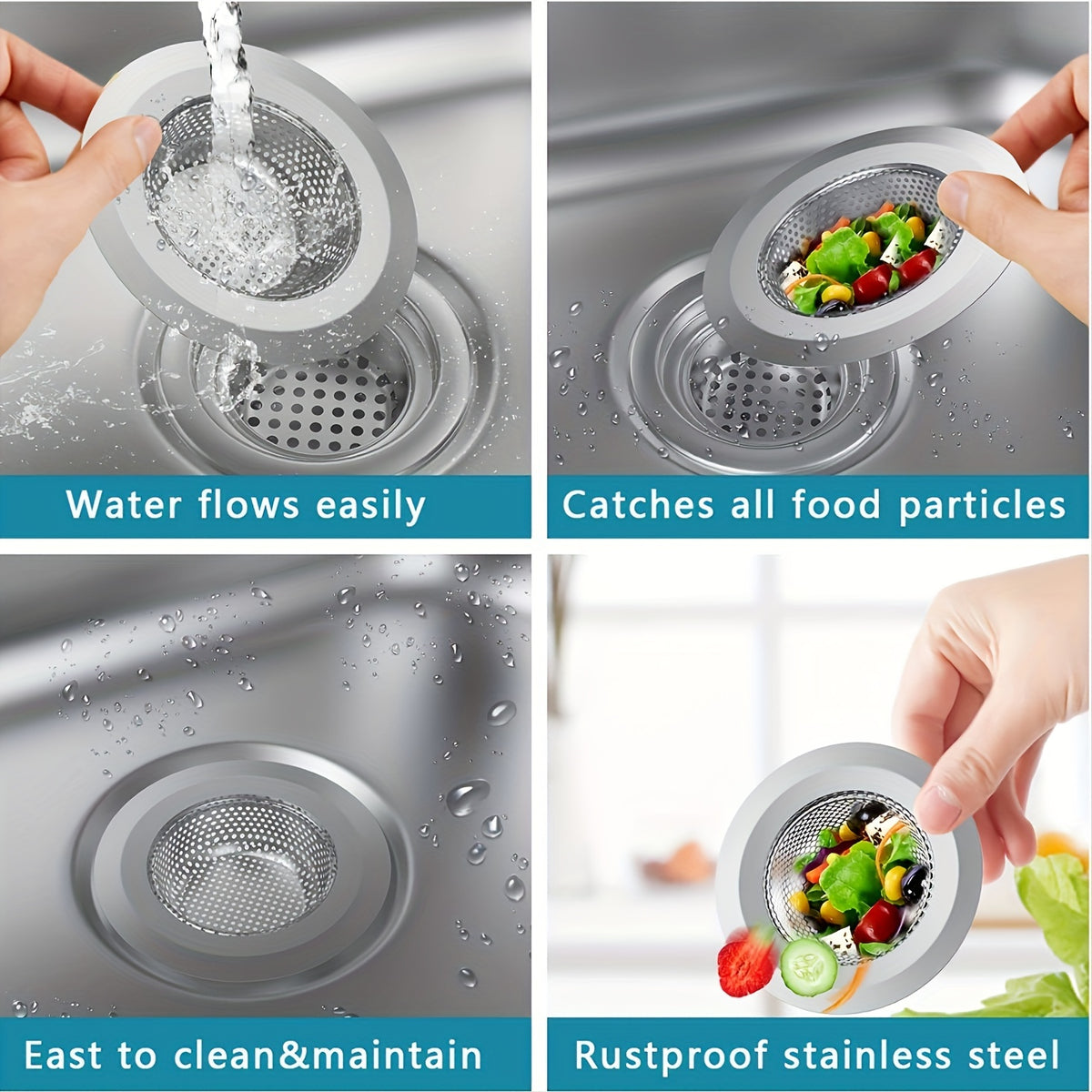 2pcs kitchen sink strainer stainless steel sink drain