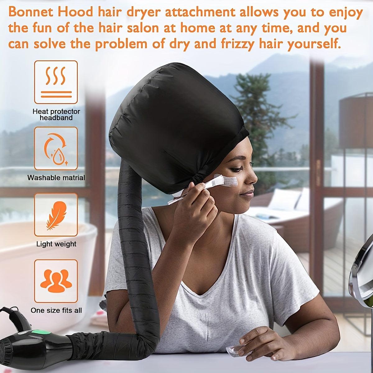 soft bonnet hood hair dryer attachment headband heat