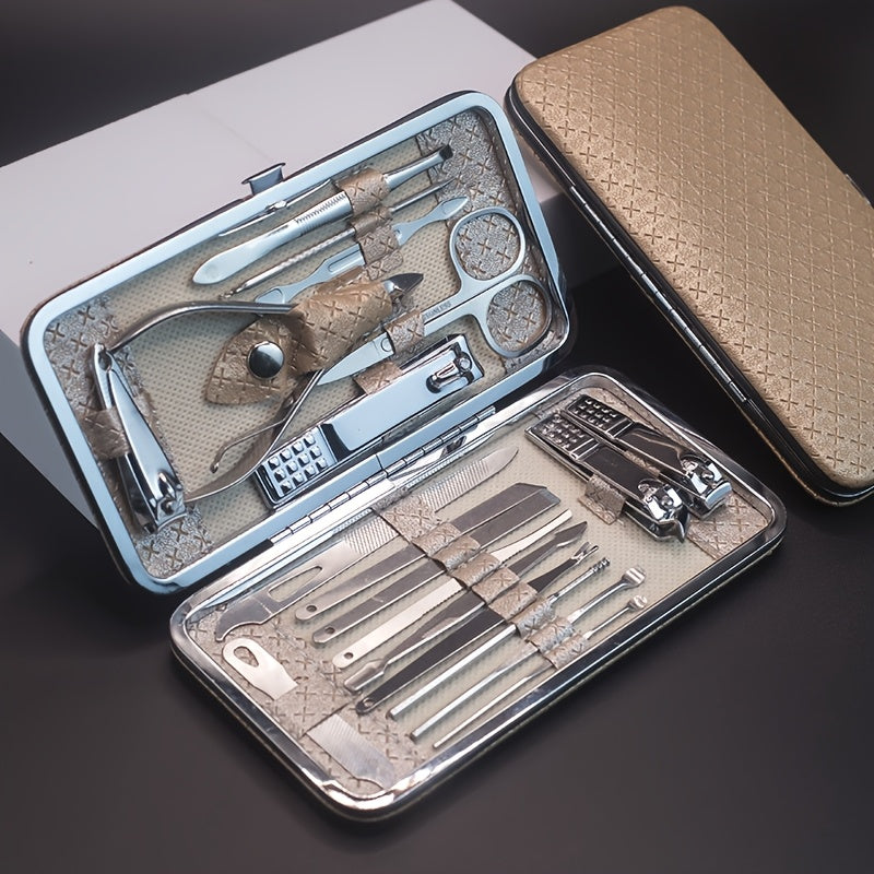 golden 19pcs set classic   manicure pedicure tool set