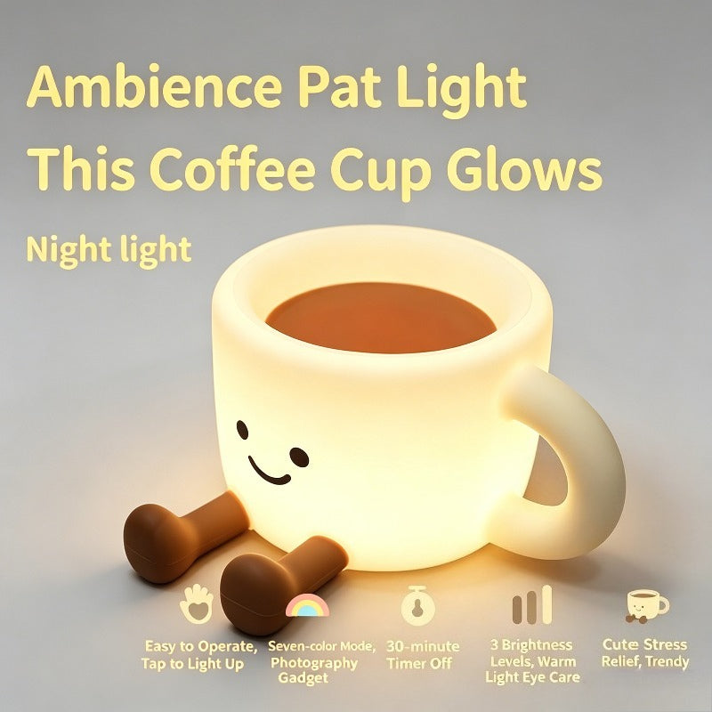 creative coffee cup tap night light multifunctional desktop