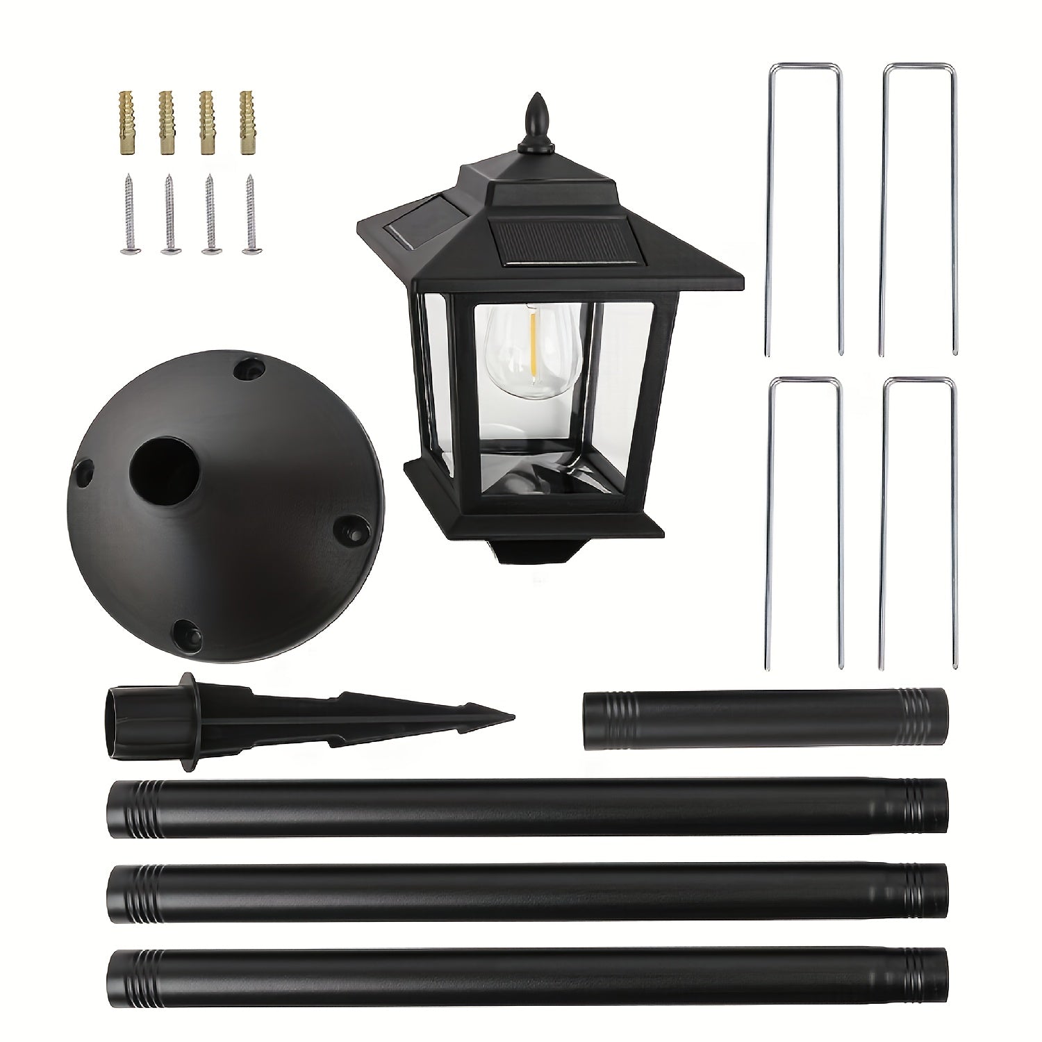 2pcs solar outdoor lamp post pole lights built in lithium