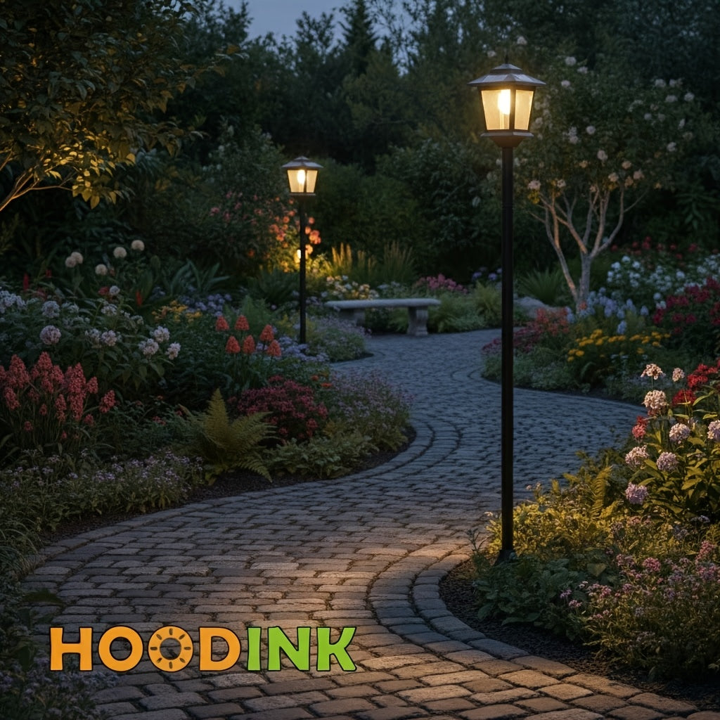 2pcs solar outdoor lamp post pole lights built in lithium
