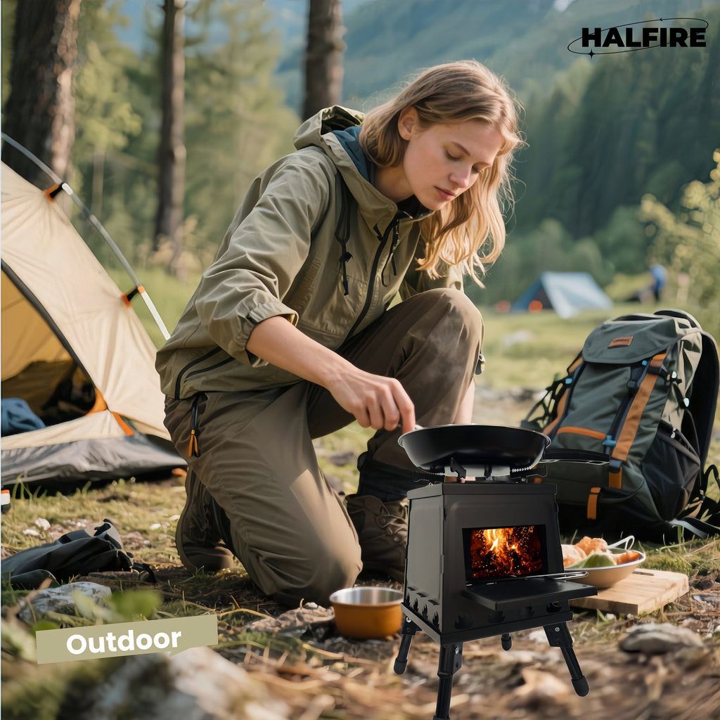 portable wood burning camp stove heavy duty outdoor campfire
