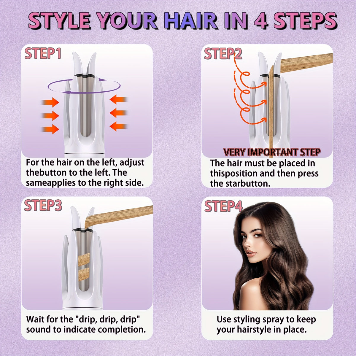automatic hair curler 28mm   4 temperature