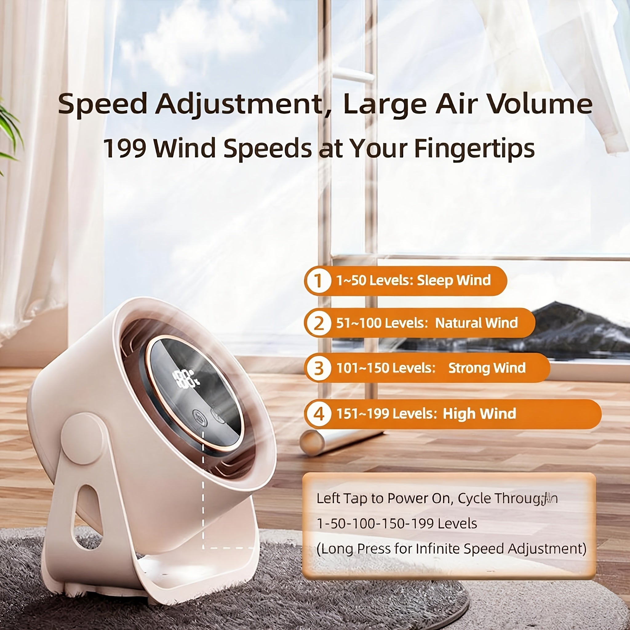 199 level speed rechargeable clip fan quiet portable