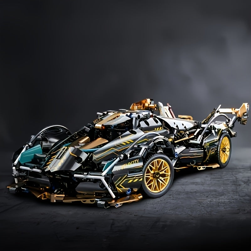 black golden supercar model sports car building blocks easy