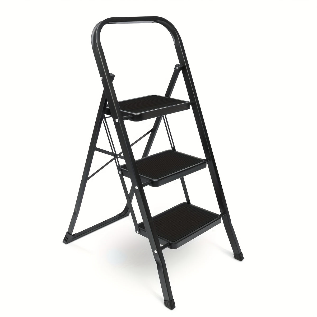 3 step ladder folding step stool wide anti slip pedal 500lbs
