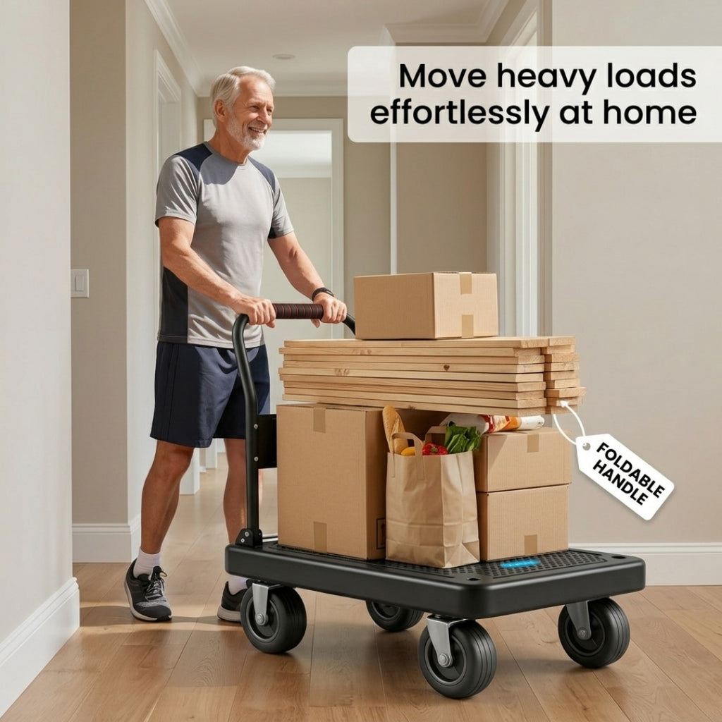 folding heavy-duty handcart,   handcart,   truck,   trolley, silent tpr wheels, thickened frame (1600/980/480/220 lbs), suitable for home renovation, material handling, moving, large item transportation,   and garages. - tools & home improvement