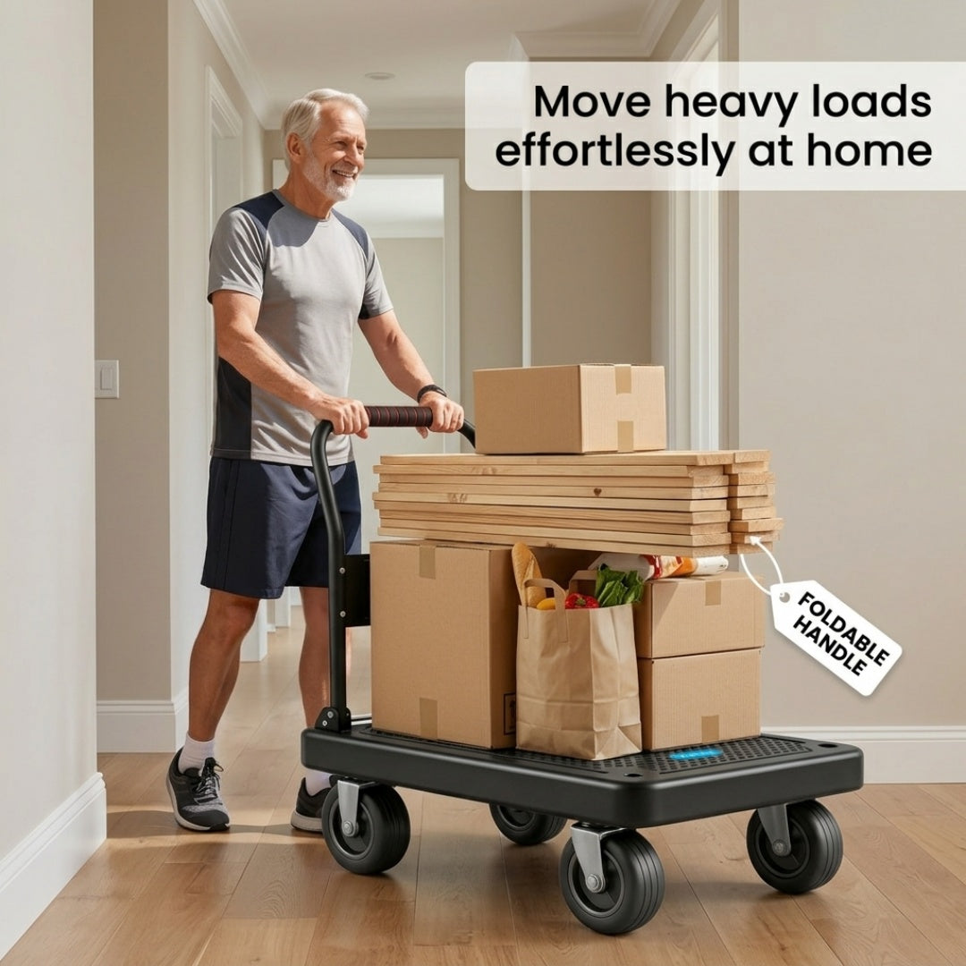 folding heavy-duty handcart,   handcart,   truck,   trolley, silent tpr wheels, thickened frame (1600/980/480/220 lbs), suitable for home renovation, material handling, moving, large item transportation,   and garages. - tools & home improvement