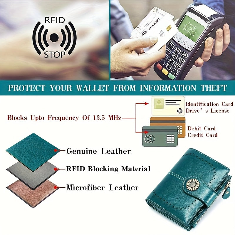 ladies short wallet card holder rfid anti theft coin purse