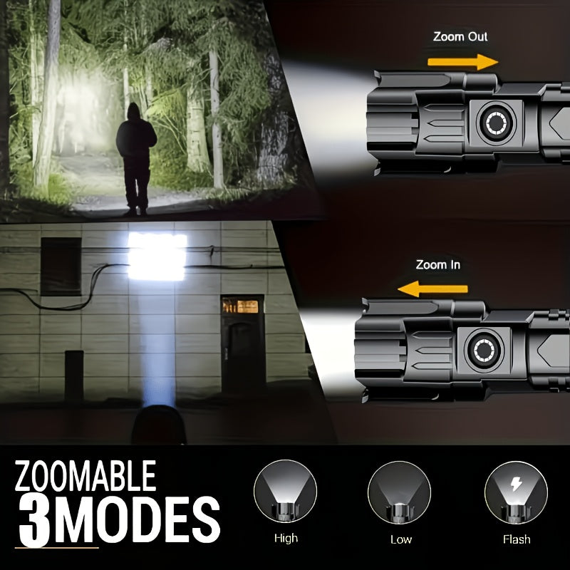 2pcs high powered zoom flashlights outdoor multifunctional