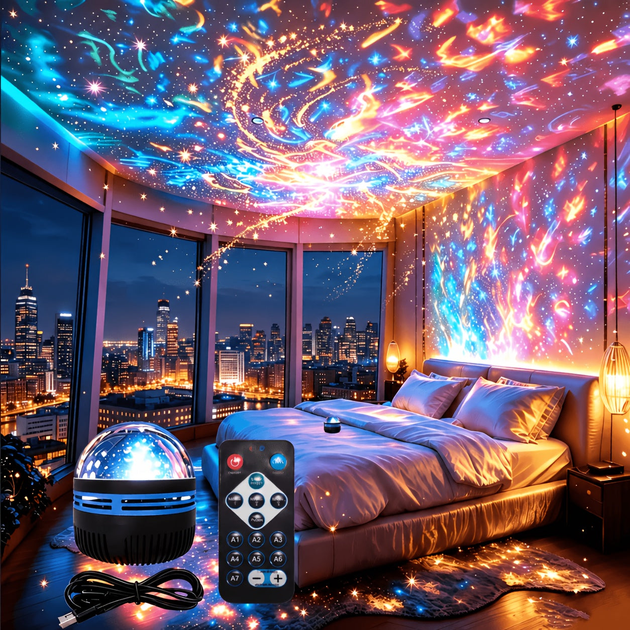 usb powered wave ambient led lamp remote 7 color rgb