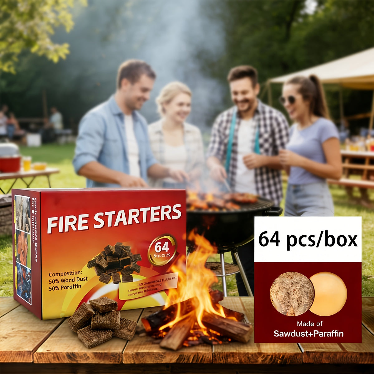 64 pack fire starter squares