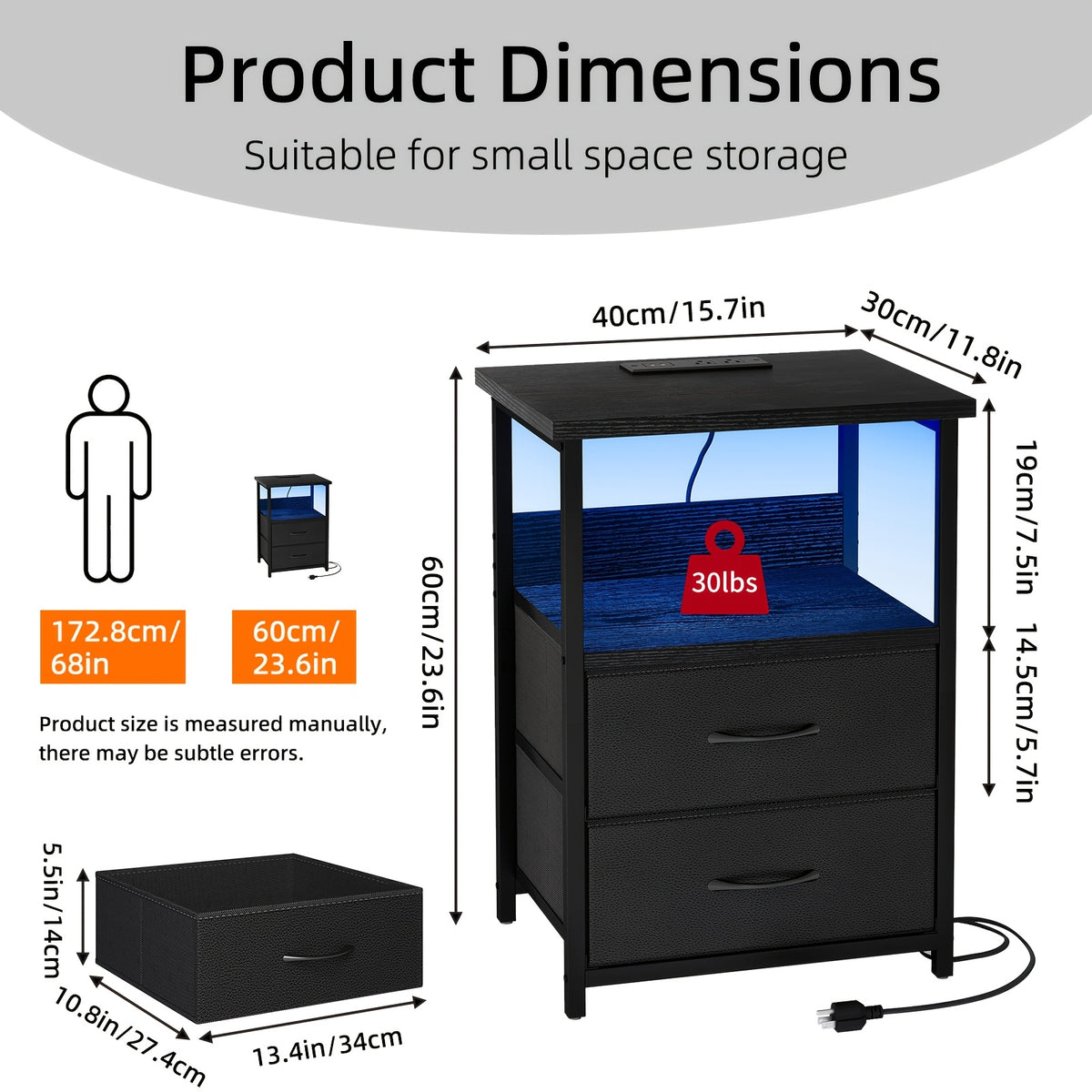 1 2pcs night stand display stand 1 2 3 4 drawers led