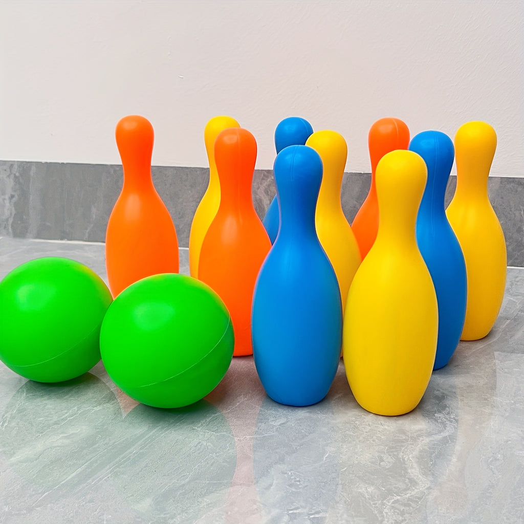 large bowling toy set 10 bottles 2 balls sports toy set
