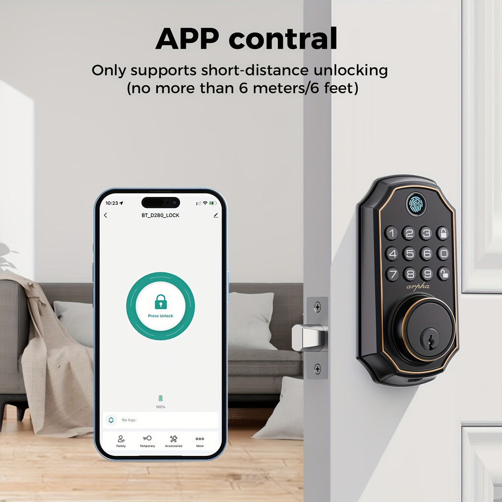 keyless smart door lock fingerprint handle   door