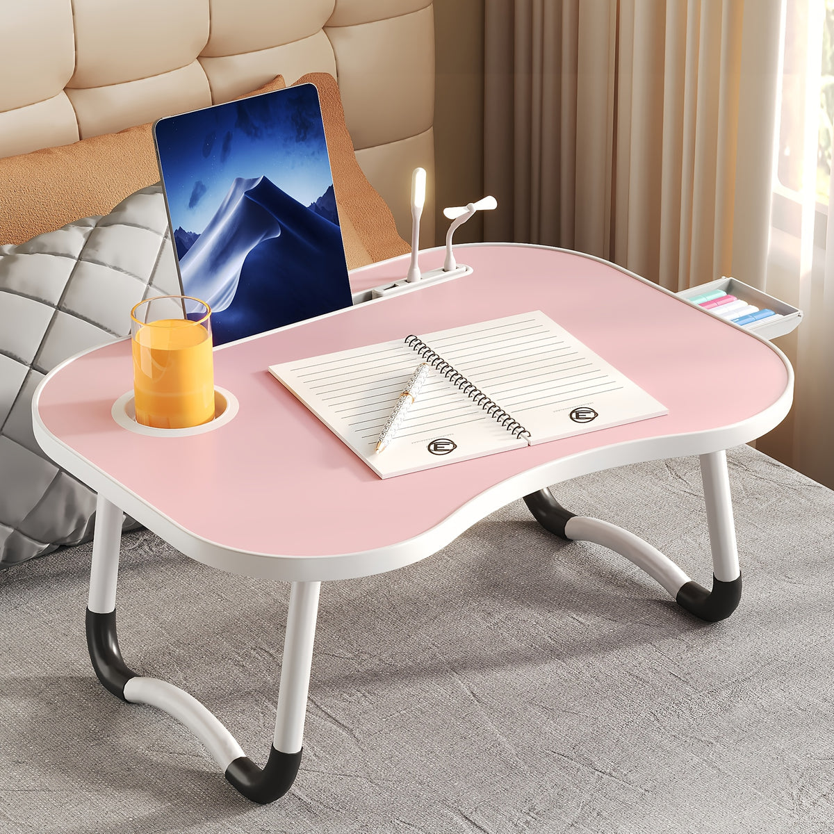 portable laptop bed table cup holder multifunctional tray