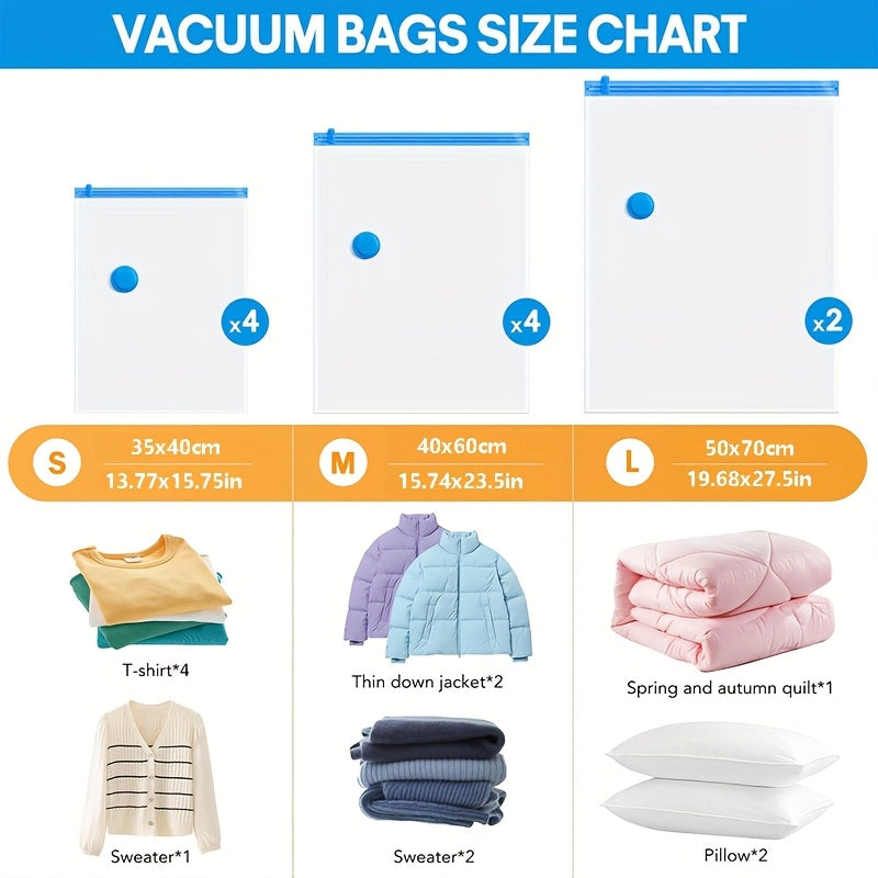 11pcs vacuum compression storage bags set portable hand pump