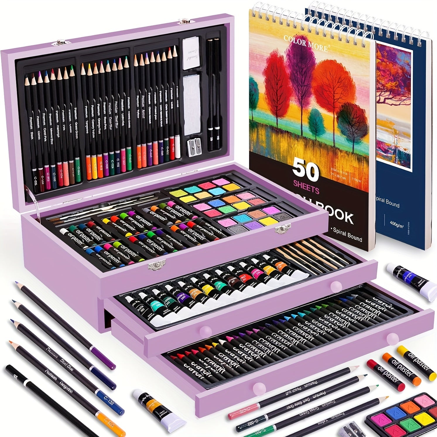 175pcs   set 2 drawing pads crayons acrylic paints