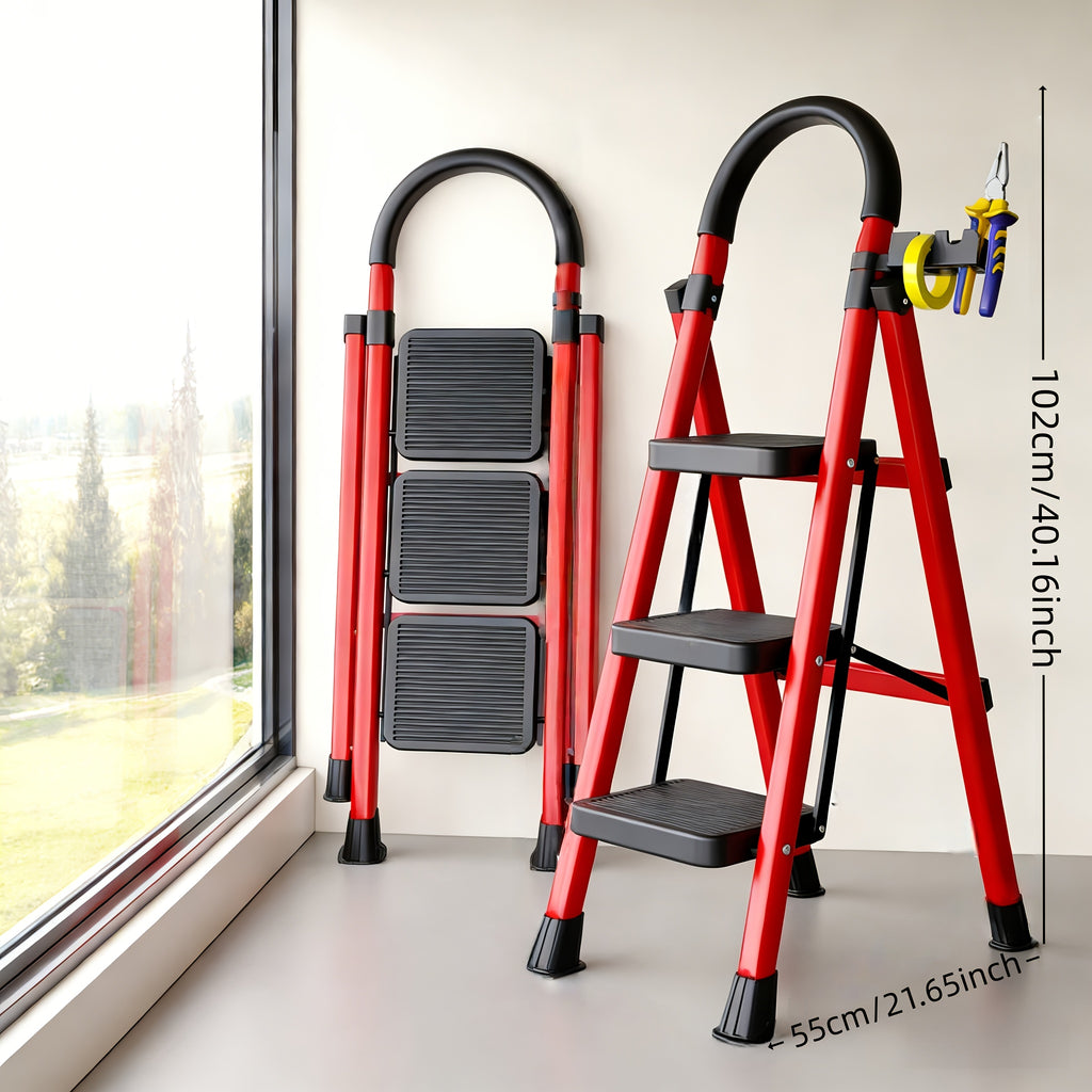 500lbs load bearing folding ladder heavy duty steel step