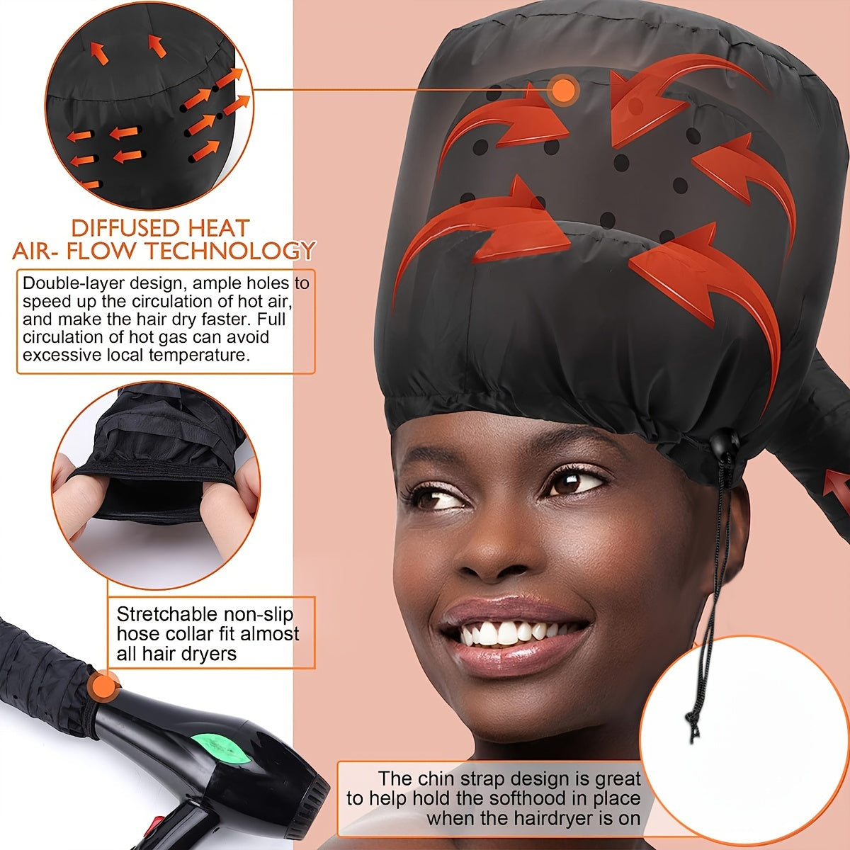 soft bonnet hood hair dryer attachment headband heat