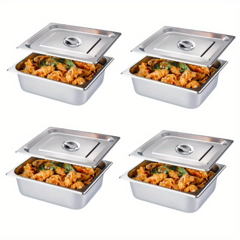 4pcs stainless steel serving bowls lids commercial self
