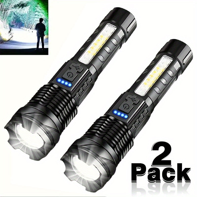 2 pack usb rechargeable handheld led flashlights  50 high