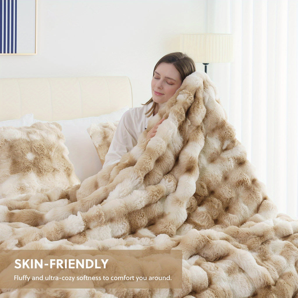 1pc orhopui   rabbit fleece blanket soft warm throw