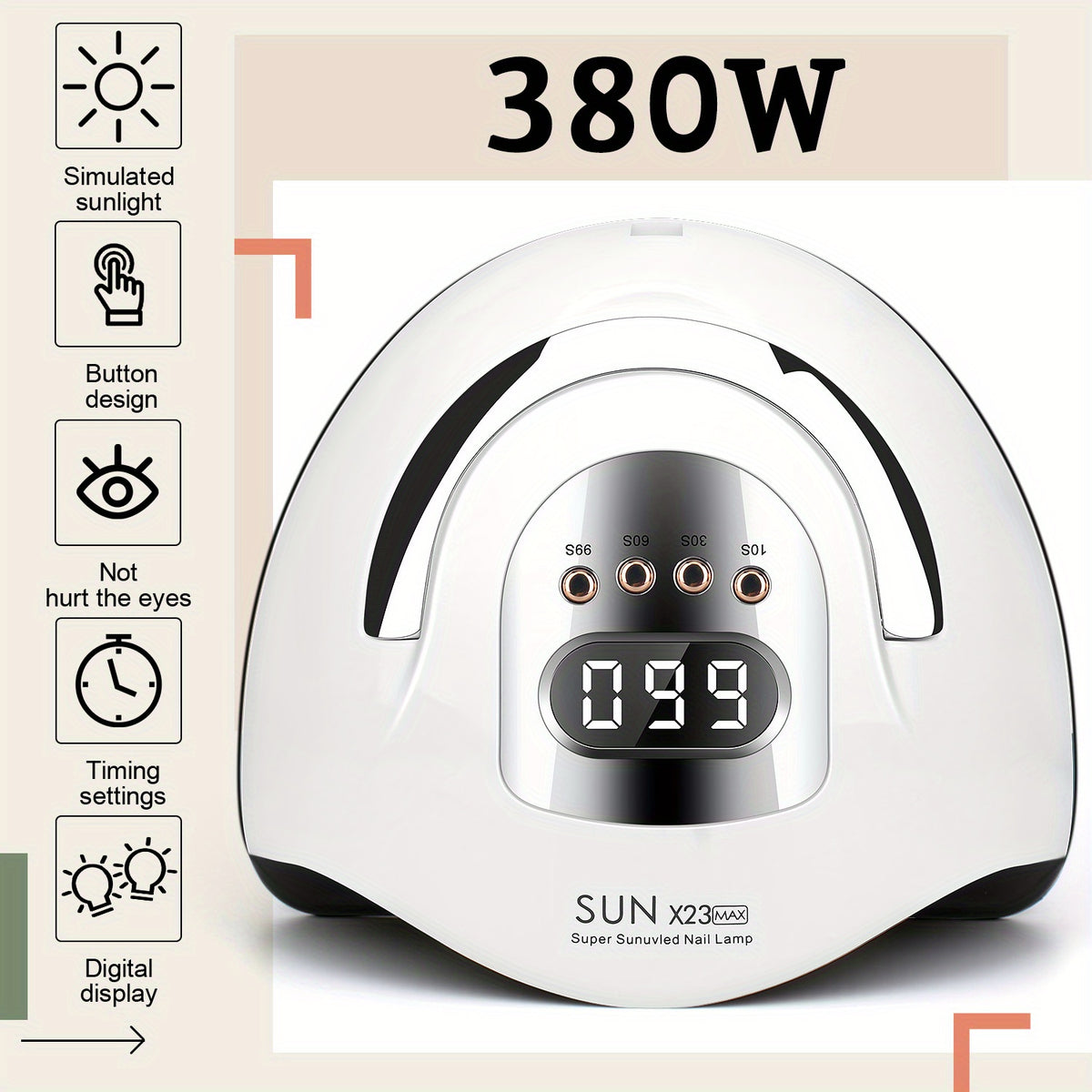 380w led nail lamp 4 timer setting portable