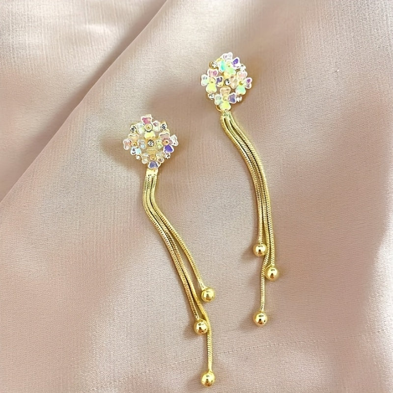 ladies elegant tassel flower earrings suitable daily wear