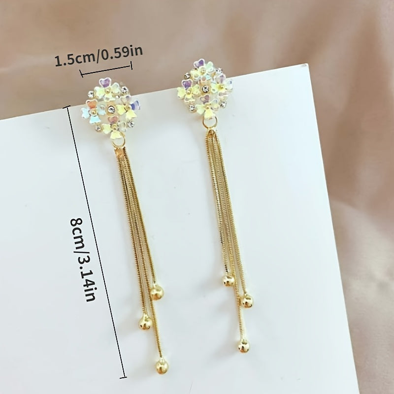 ladies elegant tassel flower earrings suitable daily wear