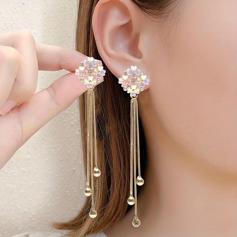 ladies elegant tassel flower earrings suitable daily wear