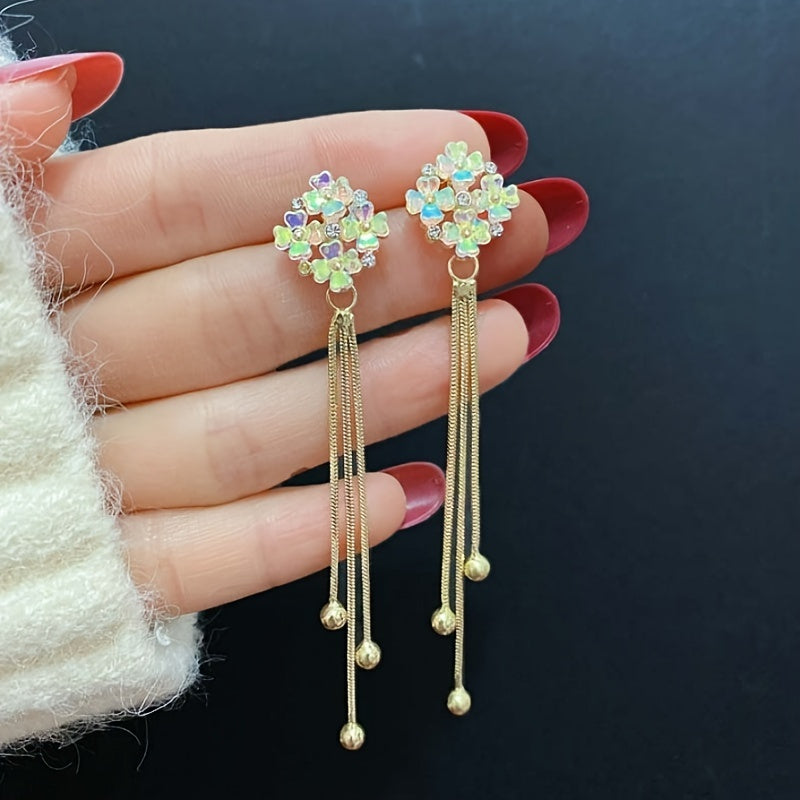 ladies elegant tassel flower earrings suitable daily wear