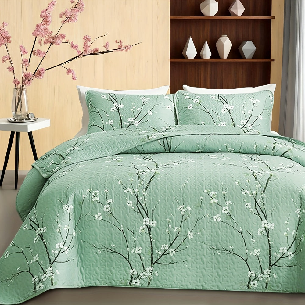 2 3pcs multicolour tree branch plum   quilted quilt