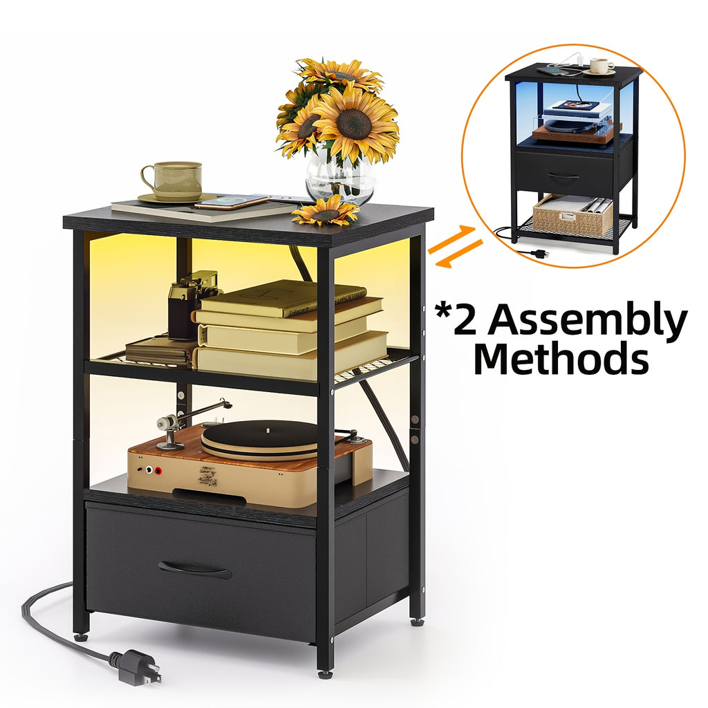 1 2pcs night stand display stand 1 2 3 4 drawers led