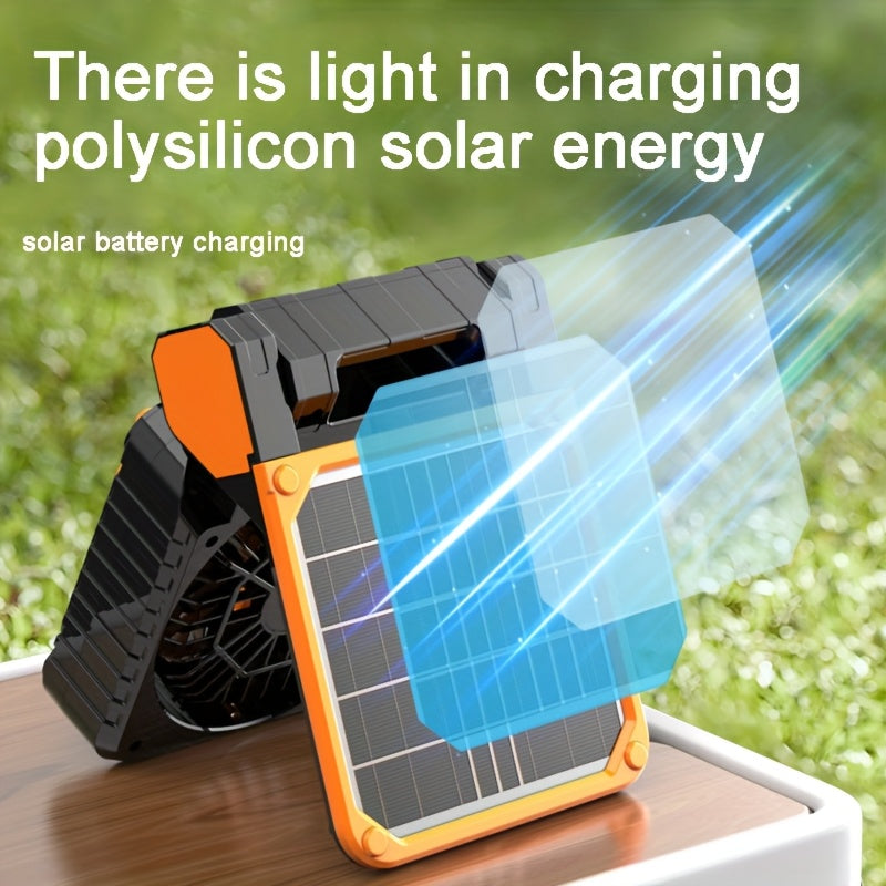 outdoor camping fan portable solar powered dual use fan led