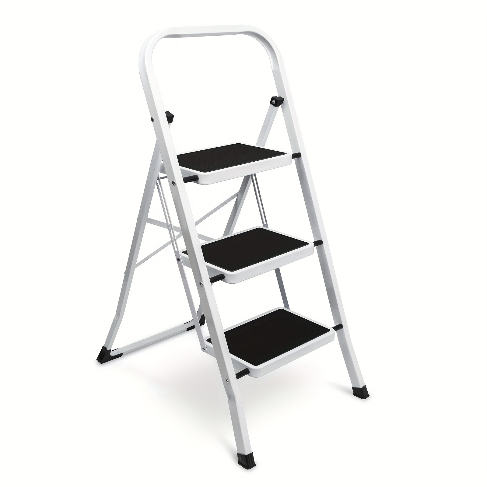 3 step ladder folding step stool wide anti slip pedal 500lbs