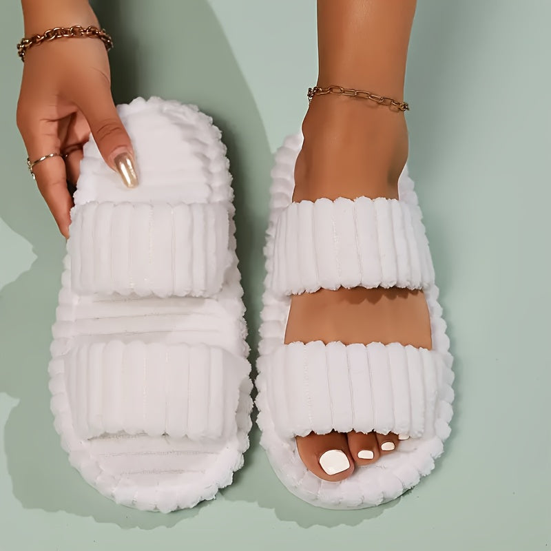 womens plush half toe slippers suitable soft warm indoor non