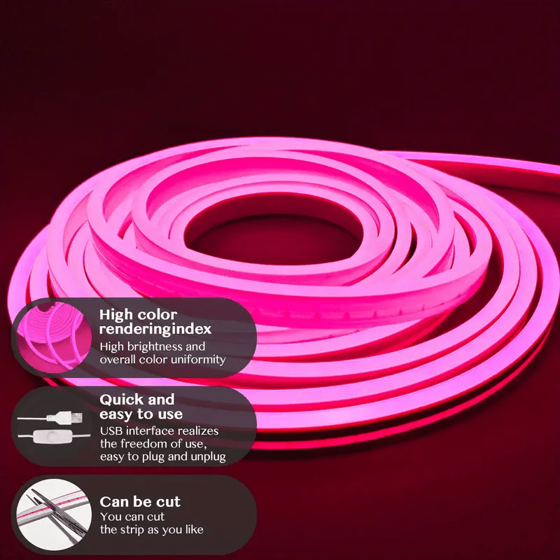 2m pink led light strip interior decoration