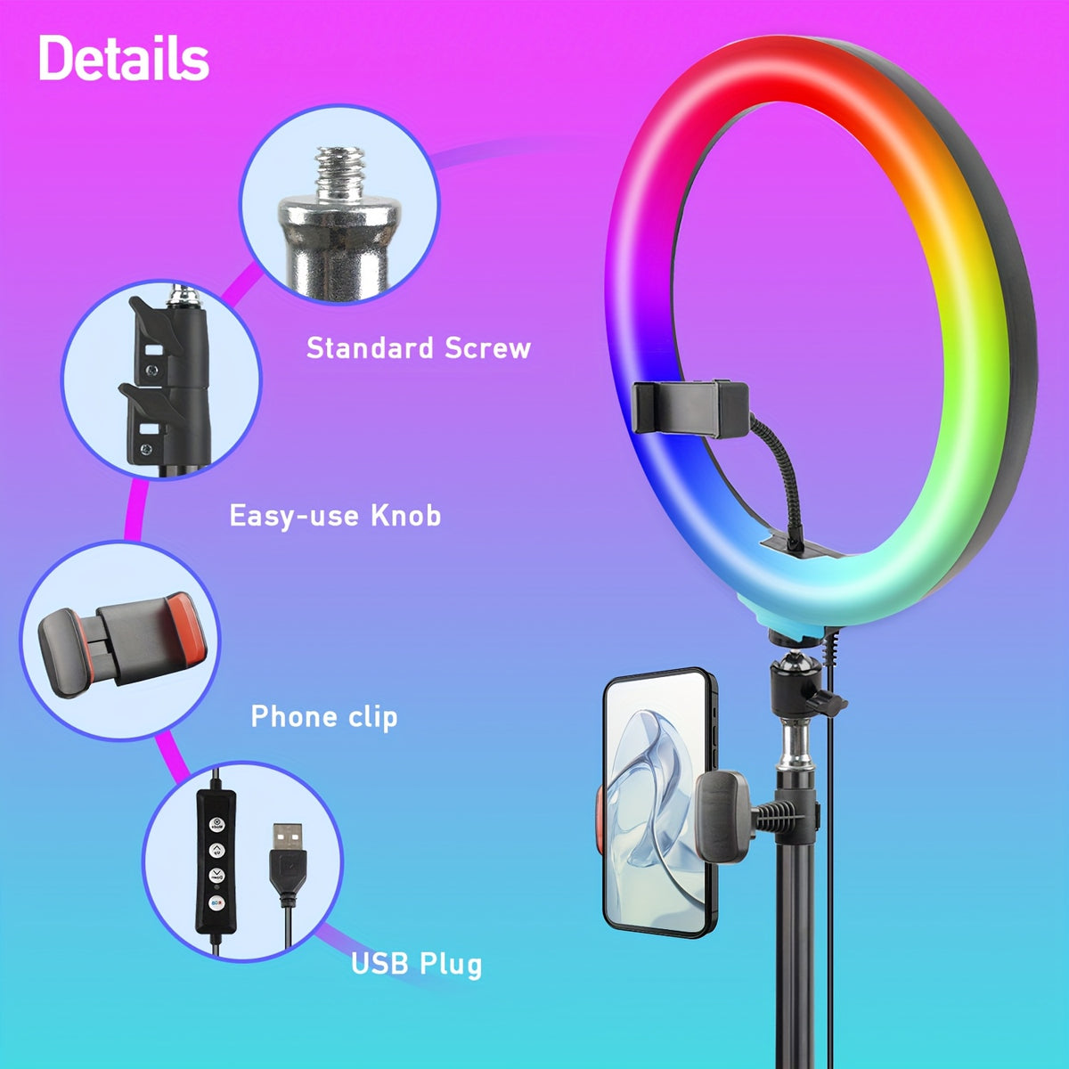 12 adjustable ring light 63 adjustable tripod