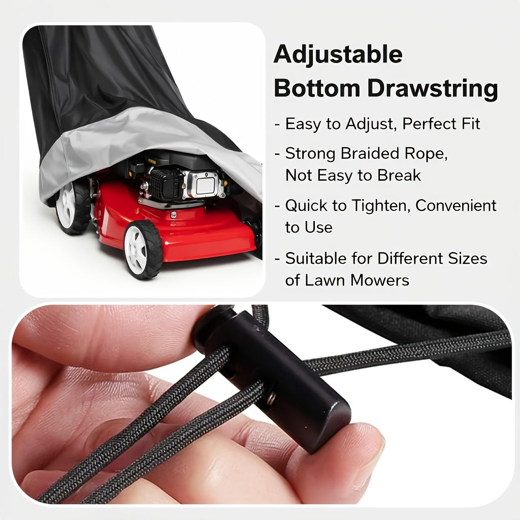 a lawn mower cover designed outdoor storage   in a
