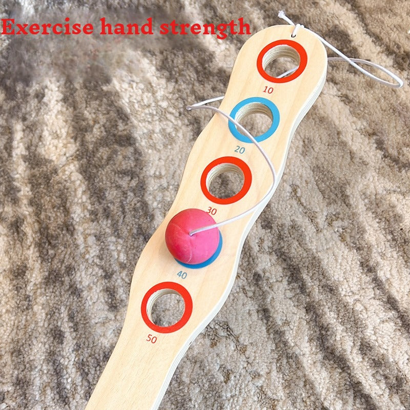 1pc wooden hand eye coordination elastic technology paddle a