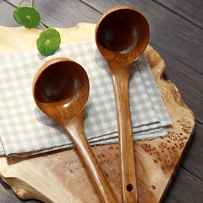 1pc wooden soup spoon long handle stirring spoon large