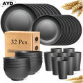 32 16pcs wheat straw large size dinnerware set service 8 4
